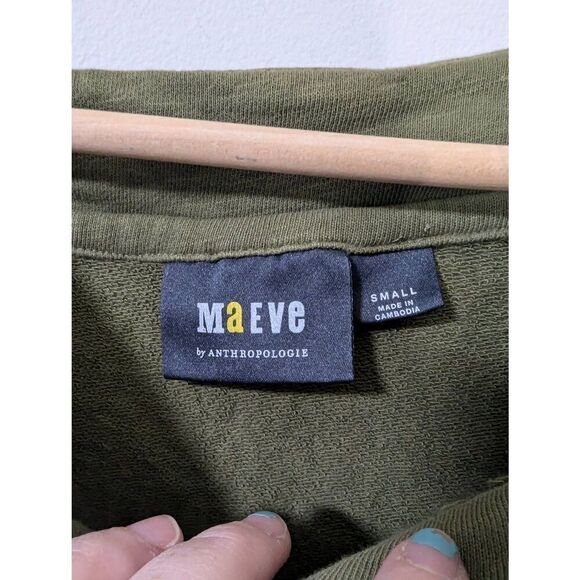 Maeve Anthropologie Olive Green Cropped Short Sleeved Sweater Vest Top - Size S - Picture 4 of 5